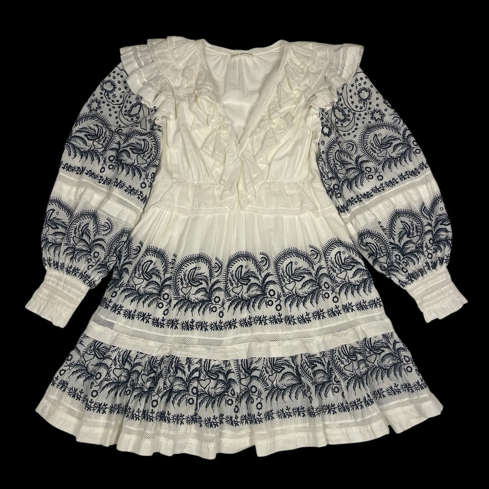Ulla Johnson Bridget Embroidered  Tiered Mini Dress Womens 2 Victorian Boho - Picture 8 of 11